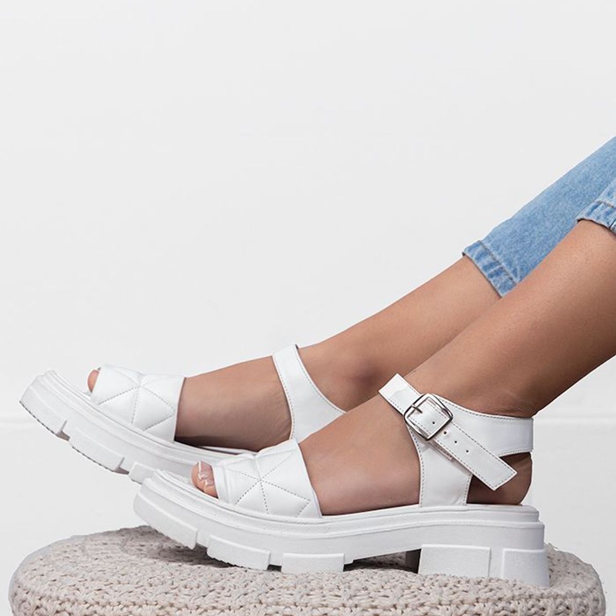 NEBULA - Sandalia Prada - Blanco