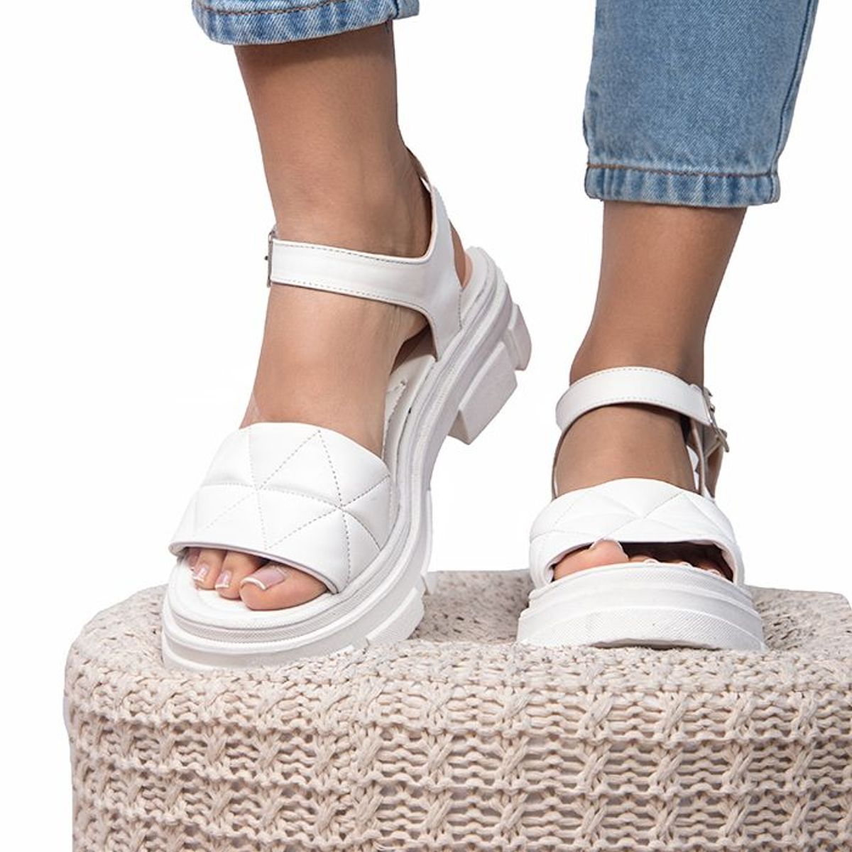 NEBULA - Sandalia Prada - Blanco