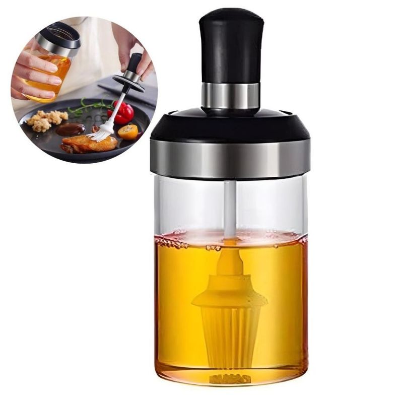 MINARI - Aceitero con Brocha de Silicona Frasco Condimentero de Vidrio 301A