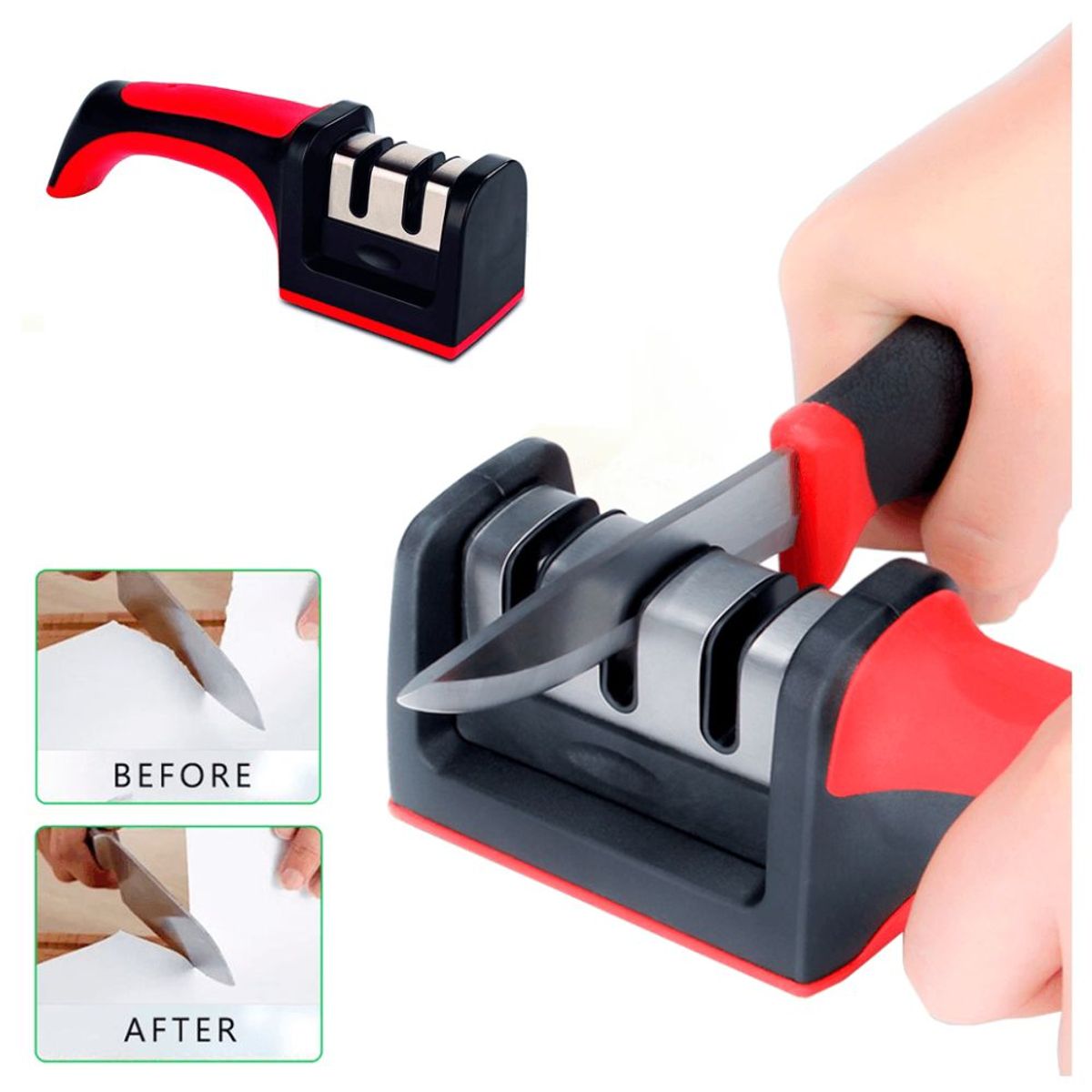 MINARI - Afilador de Cuchillos Ergonómico 3 Ranuras