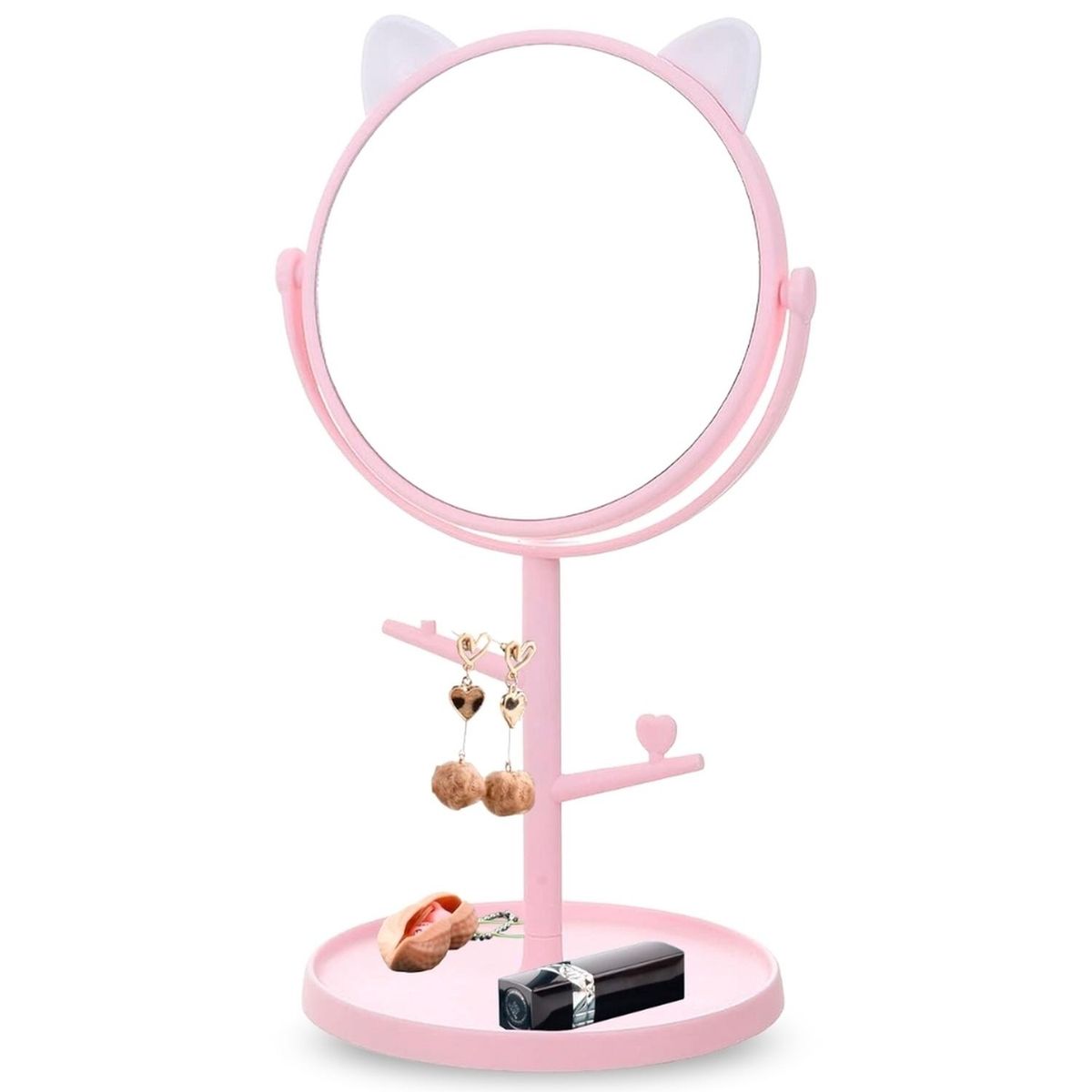 MINARI - Espejo Joyero de Tocador en Forma de Gatito Rosado 327E