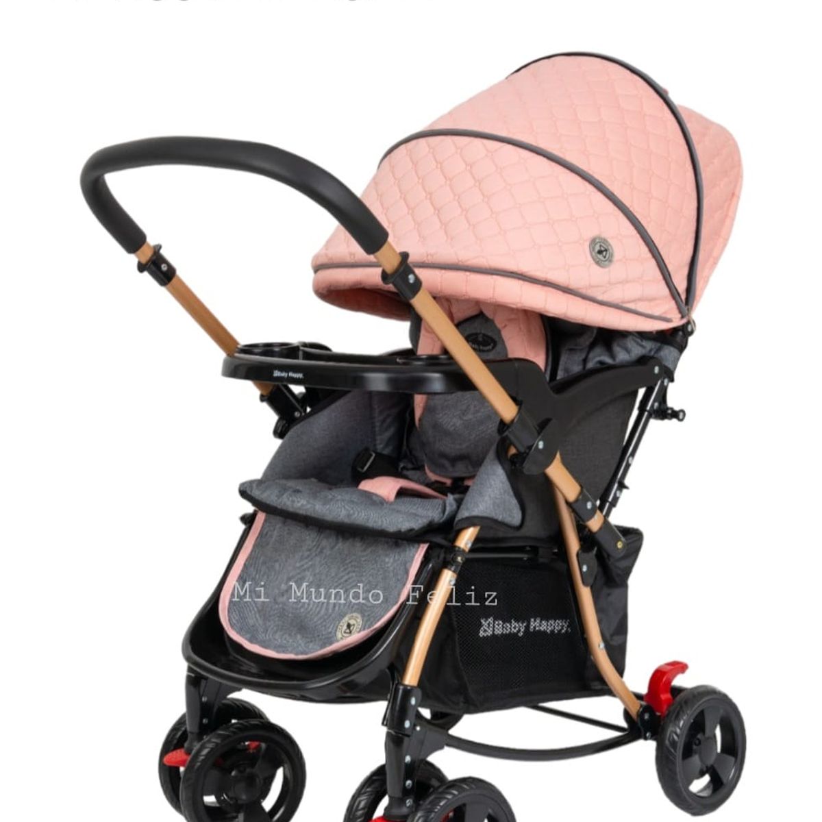 BABY HAPPY - Coche Cuna Mecedora Bebe Deluxe Palo Rosa 2025