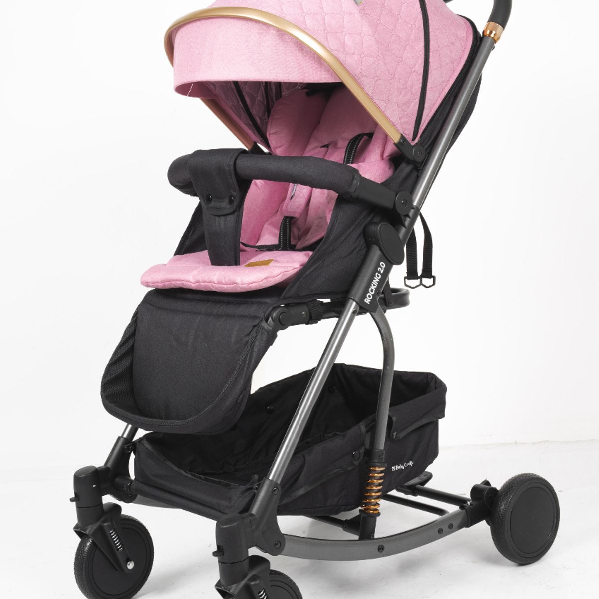 BABY HAPPY - Coche Cuna Mecedora Bebe Deluxe Palo Rosa 2025