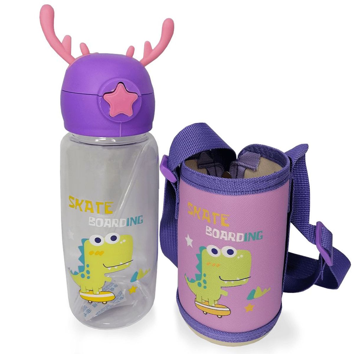 MINARI - Botella Tomatodo para Niños con Funda RENO Morado