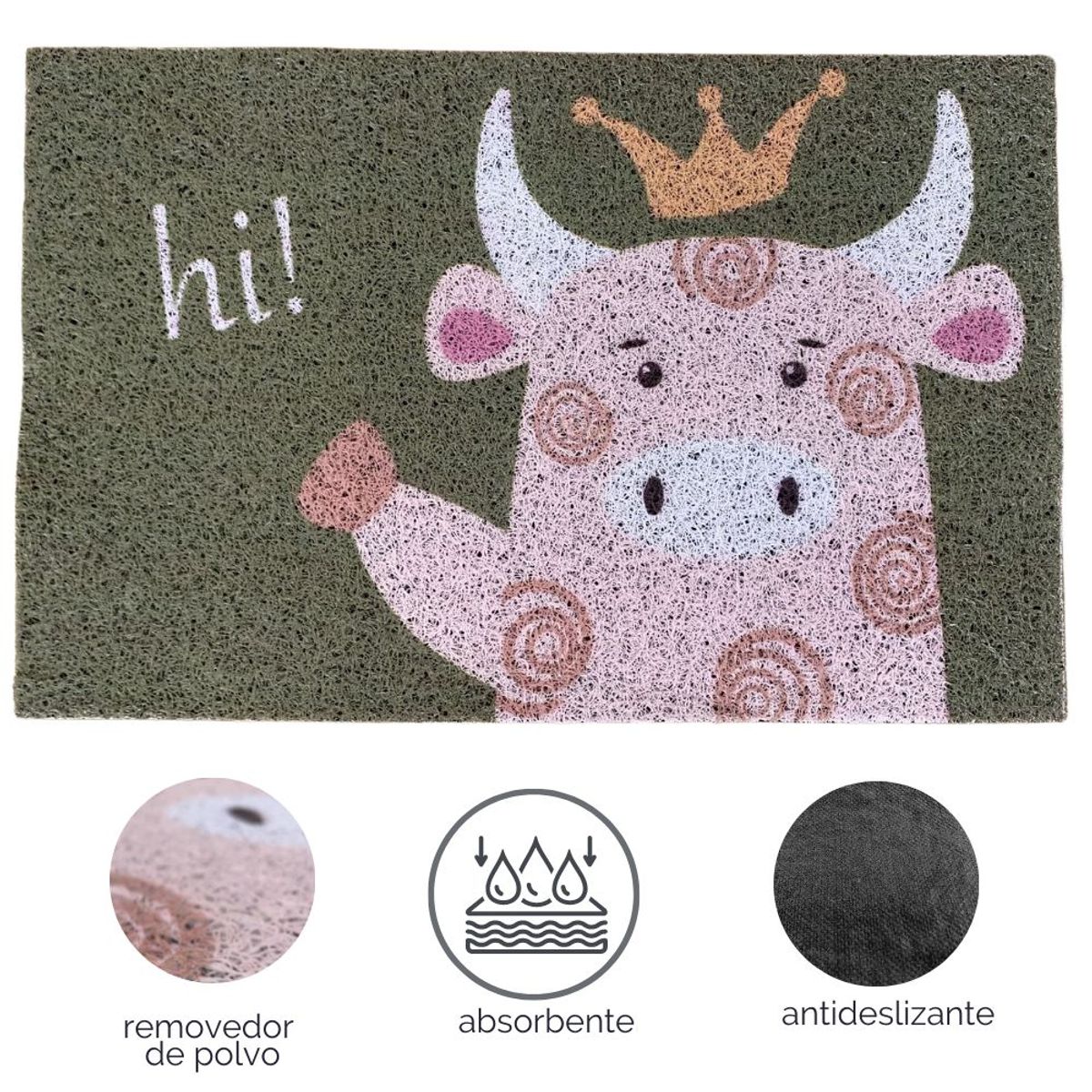 MINARI - Alfombra Tapete Piso Absorbente Antideslizante de Baño Vaquita V 84A