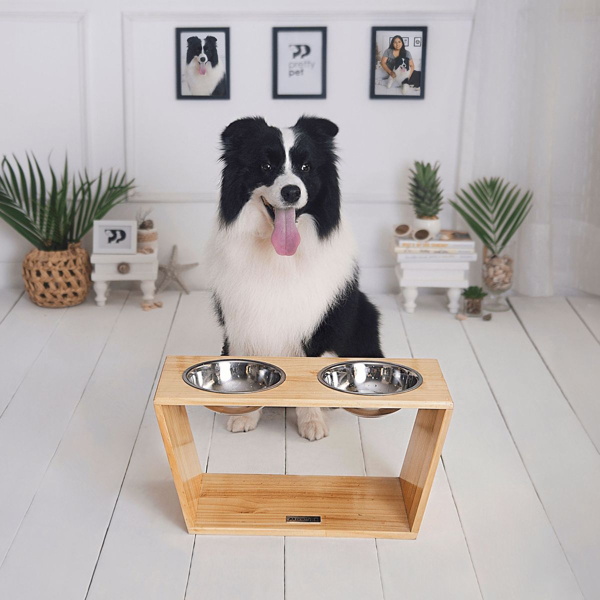 PRETTYPETS - COMEDERO ELEVADO TRAPECIO PARA MASCOTAS - TALLA L