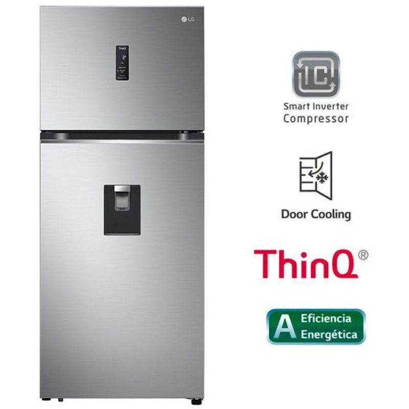 LG - Refrigeradora LG 374 Litros Top Freezer No Frost plateada - GT37SGP