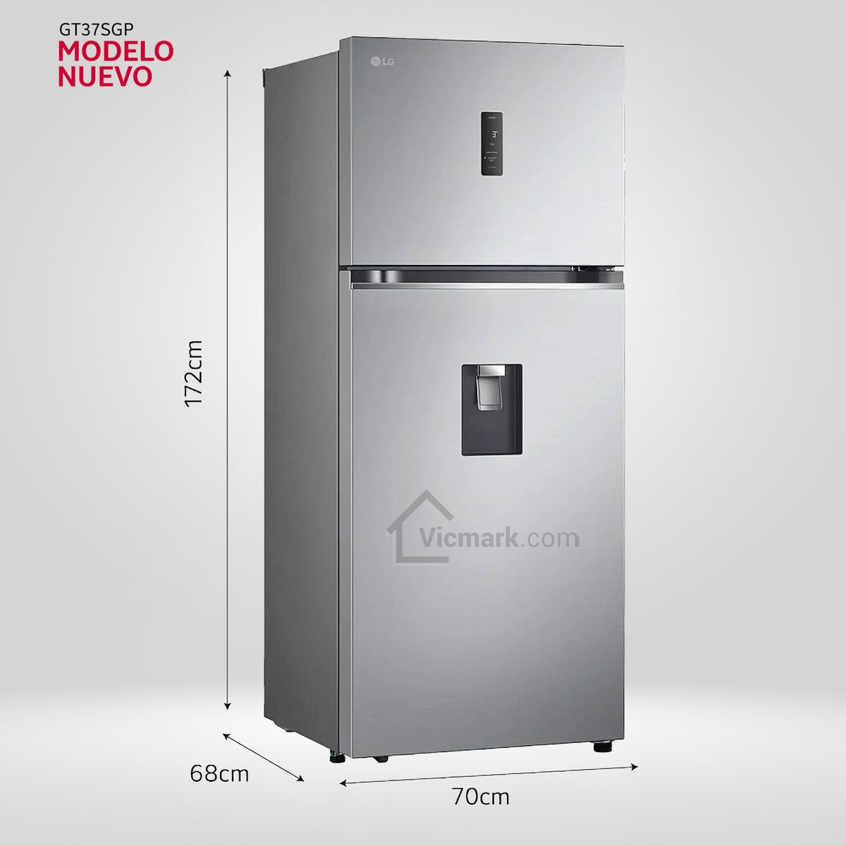 LG - Refrigeradora LG 374 Litros Top Freezer No Frost plateada - GT37SGP