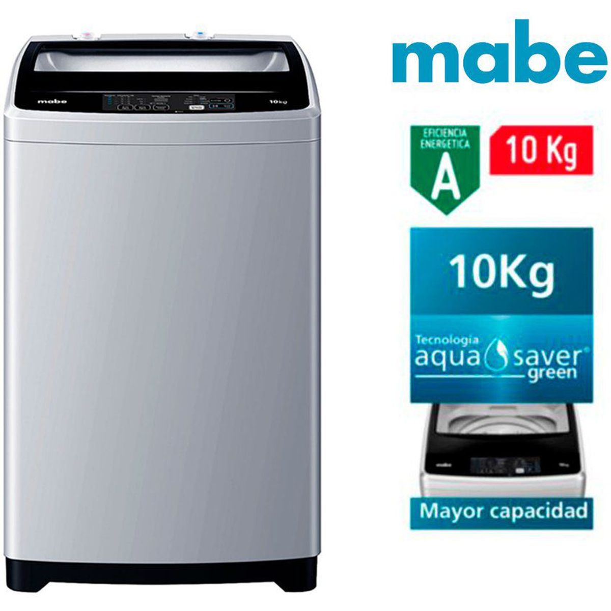MABE - Lavadora carga superior 10 kg lmap1015wgbb0 - silver