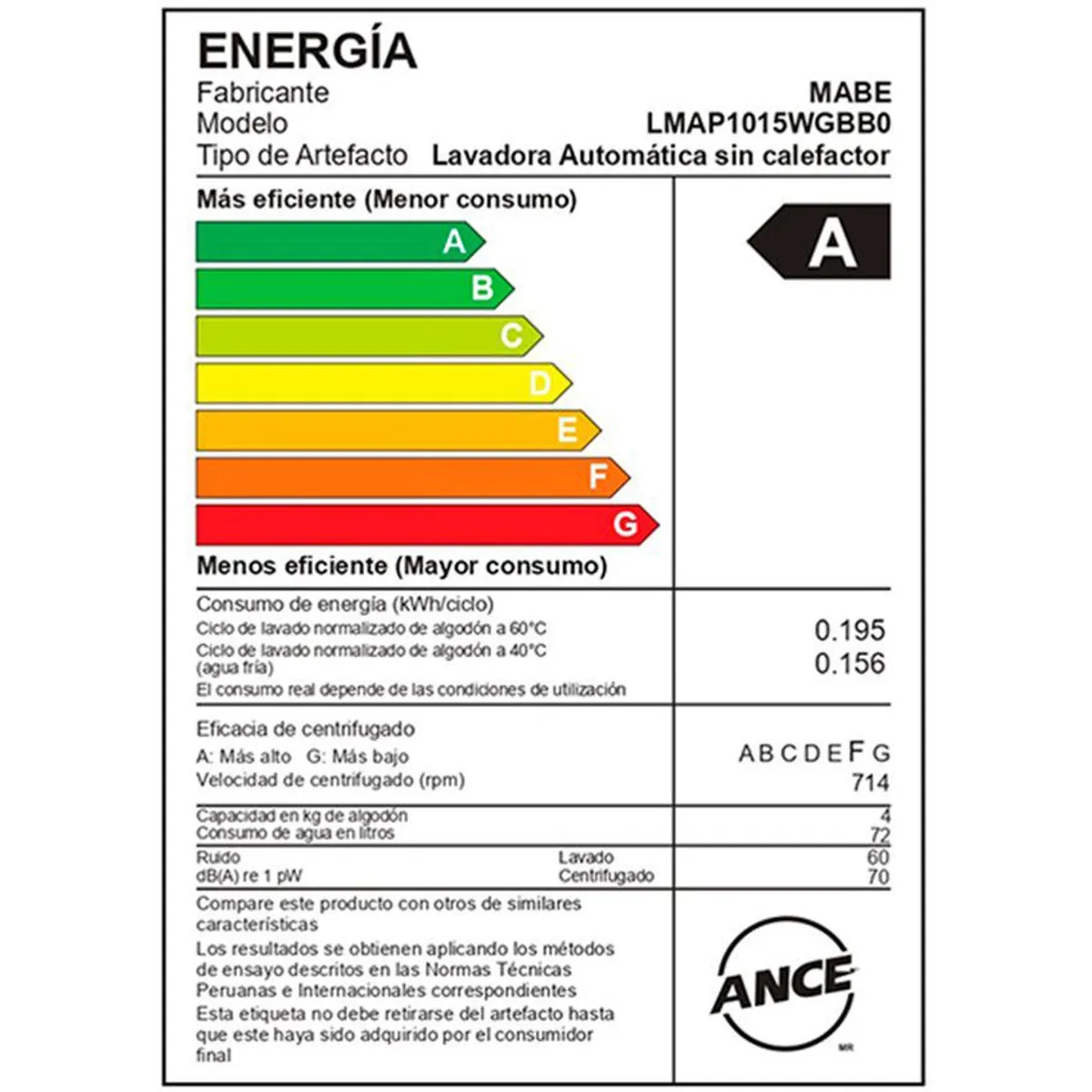 MABE - Lavadora carga superior 10 kg lmap1015wgbb0 - silver