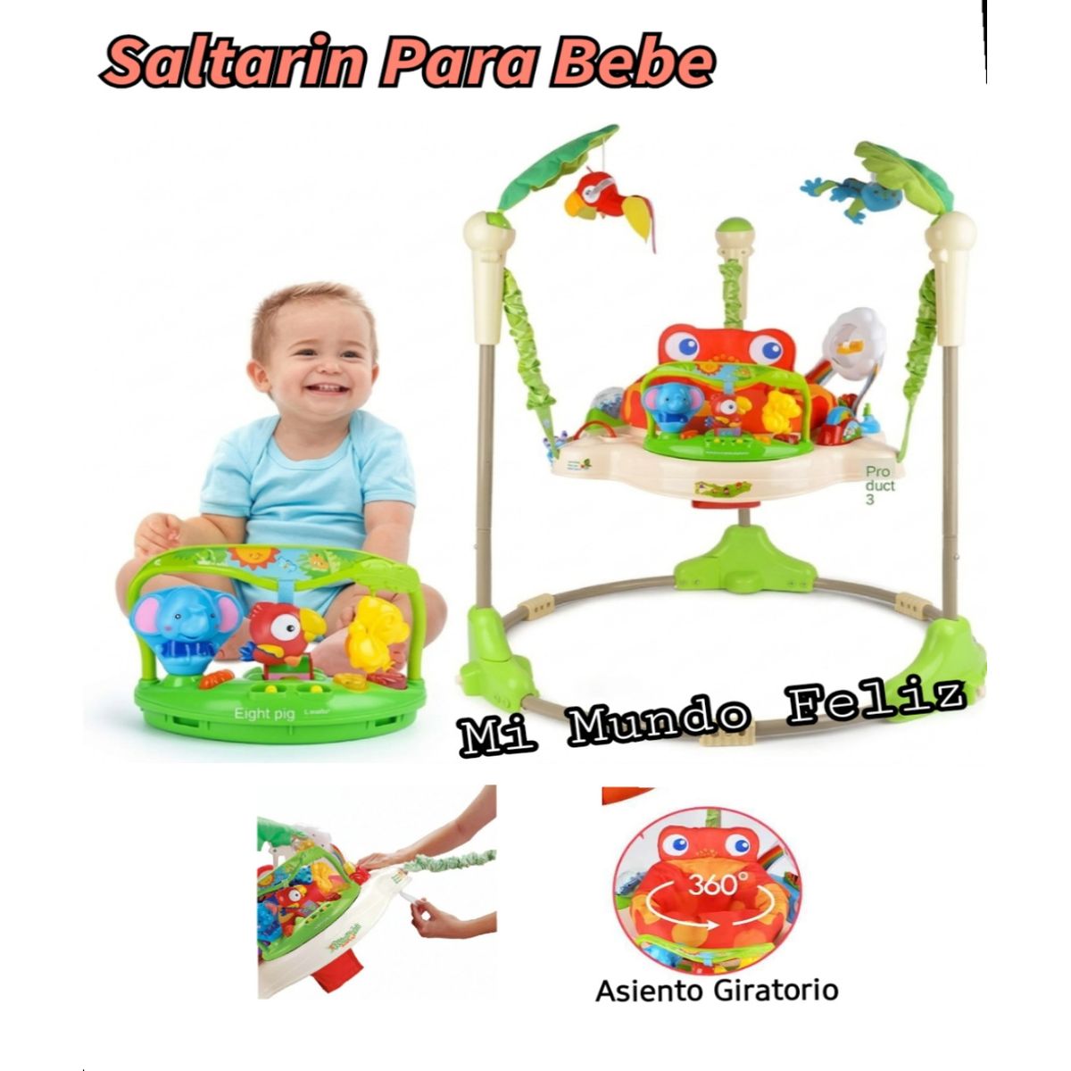 IDEAL - Saltarin para Bebe Asiento Giratorio Jumper Musical