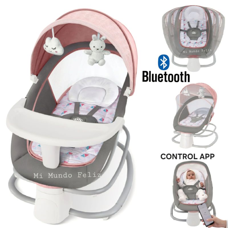BEBE - MECEDORA para bebe  Automatica Rosada con Bluetooh Aplicativo