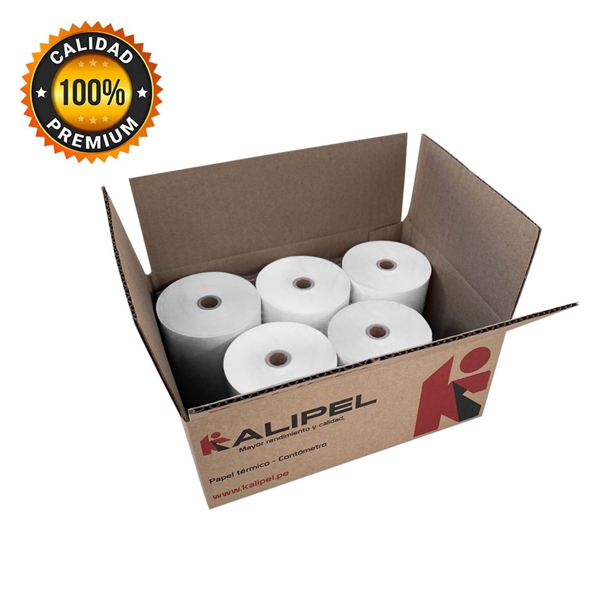 KALIPEL - Papel Termico 5 Rollos Contometro 80x80mm 48gr KALIPEL Calidad Blanco Premium