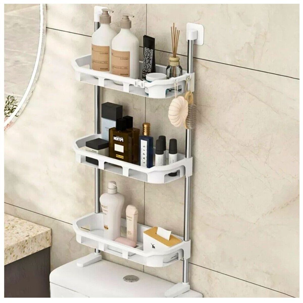 MINARI - Estante Organizador de Baño 3 Niveles con Adhesivo 208E