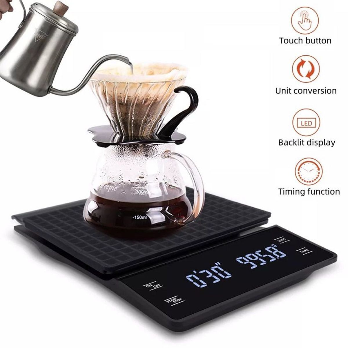 OEM - Balanza Digital Profesional Con Temporizador 3kg-01g Café Cocina