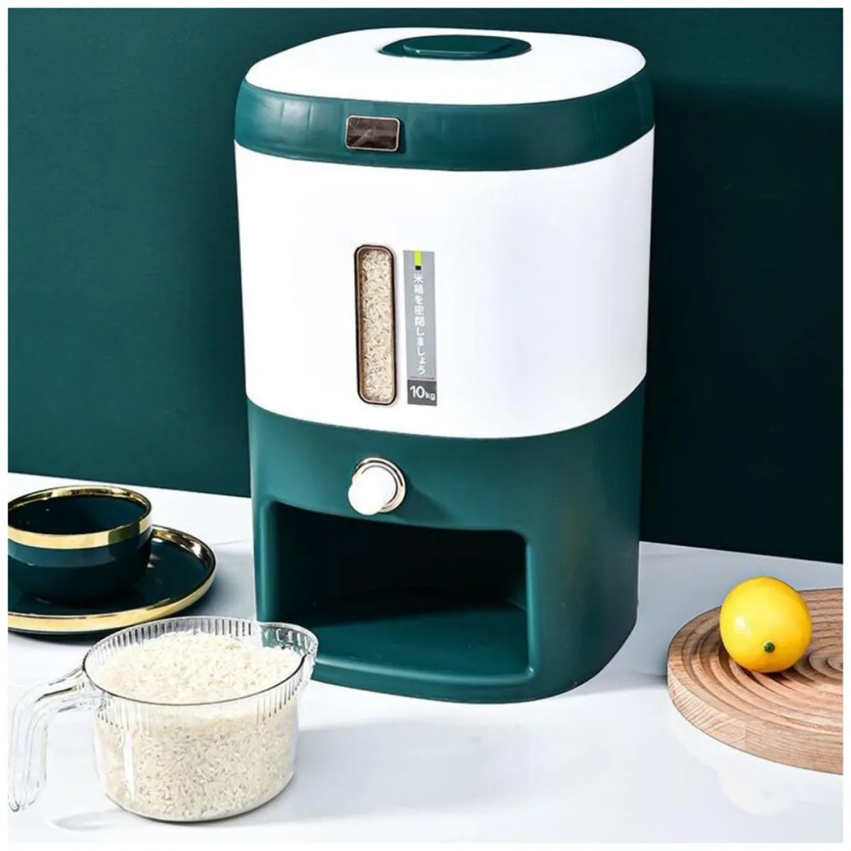 MINARI - Contenedor Organizador de Arroz Menestras para Cocina 10Kg Verde 243C