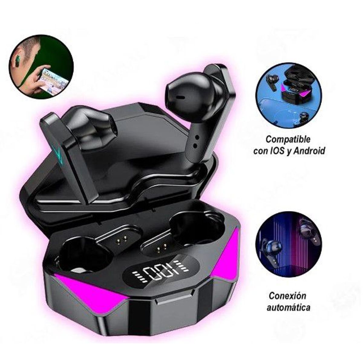 OEM - Audífono Bluetooth 5.2 RGB - TWS-J-X15