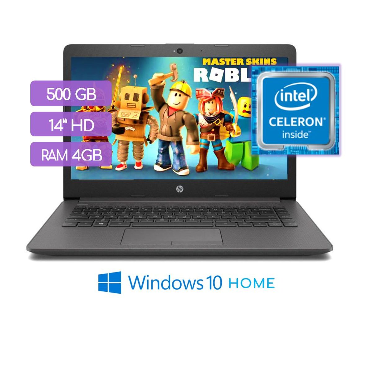 HP - Laptop HP 240 G7 Celeron N4020 500 GB Ram 4GB Pantalla 14'' Windows 10 1D0F5LT