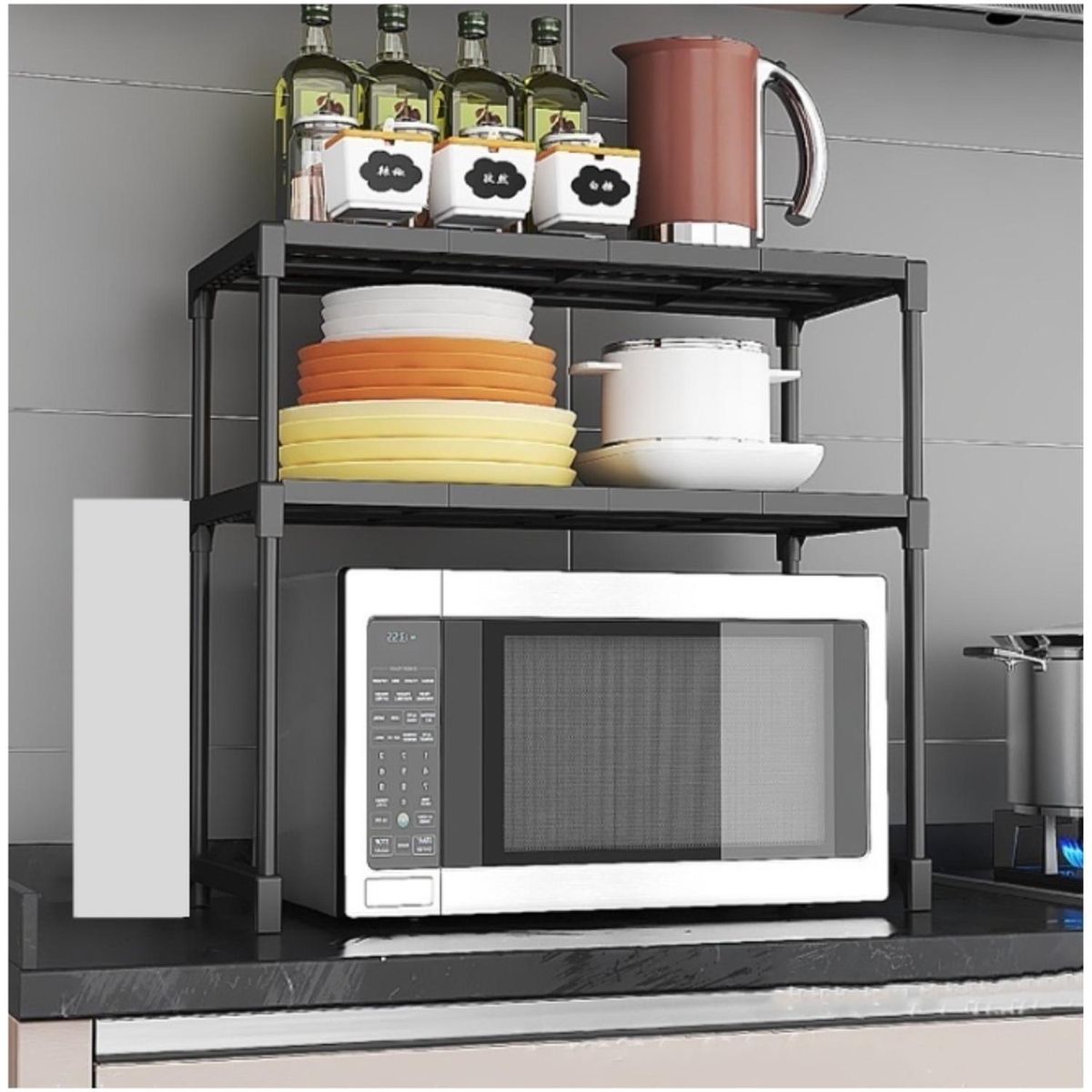 MINARI - Estante Organizador de Microondas 3 Niveles para Cocina Negro 350E