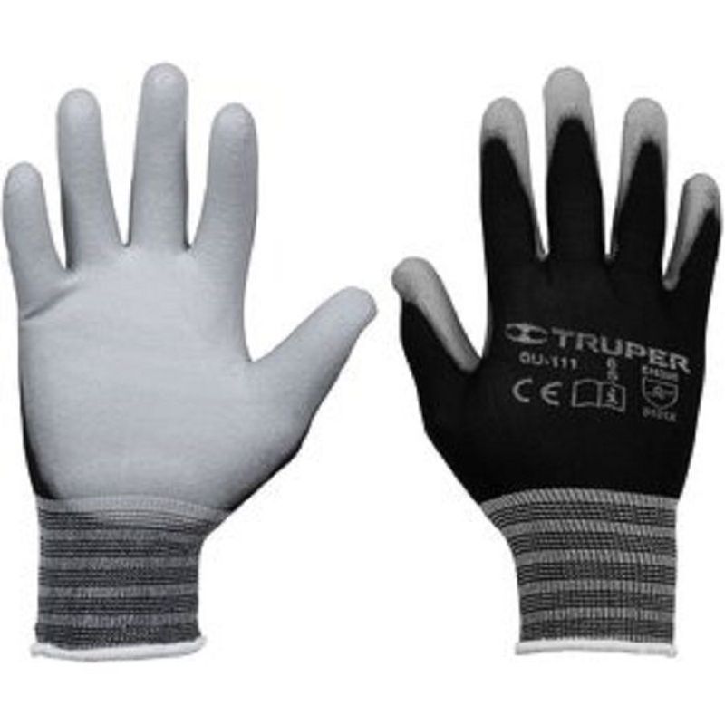 TRUPER - Guante Nylon Poliuretano Liso Talla M 8 Truper