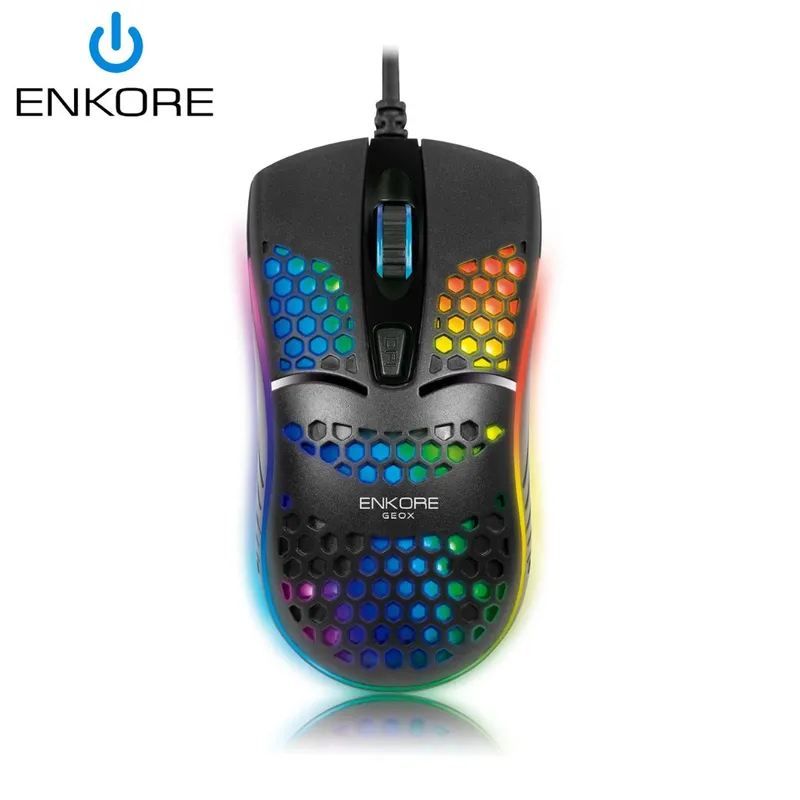 ENKORE - Mouse Gamer Geox Ekm 121 USB Luces LED RGB Negro