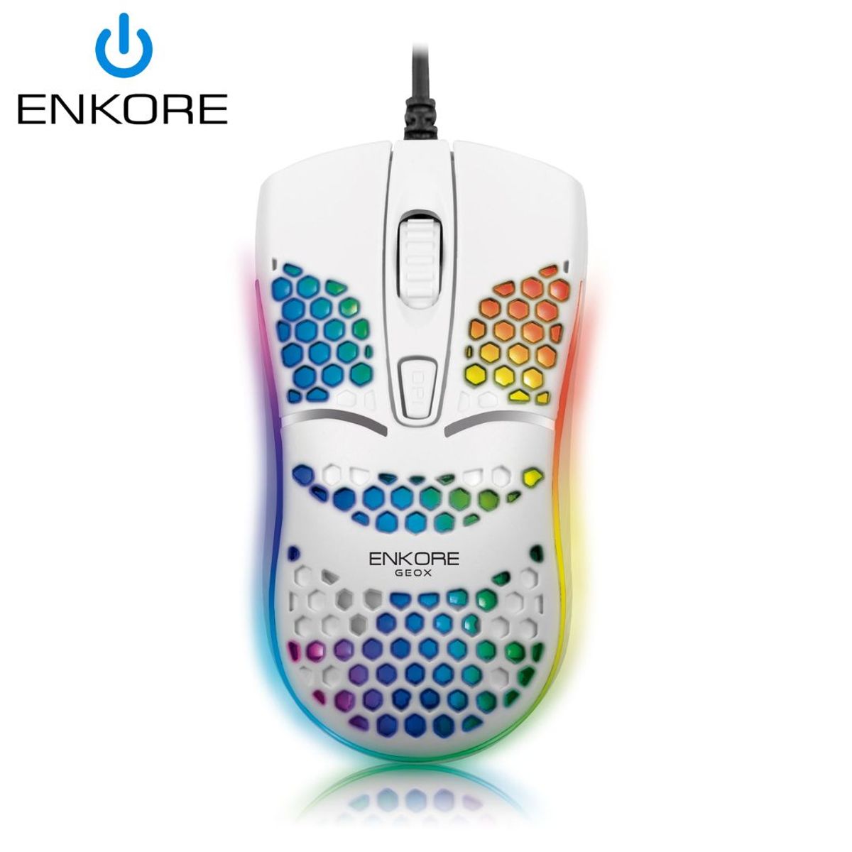 ENKORE - Mouse Gamer Geox Ekm 121 USB Luces LED RGB Blanco