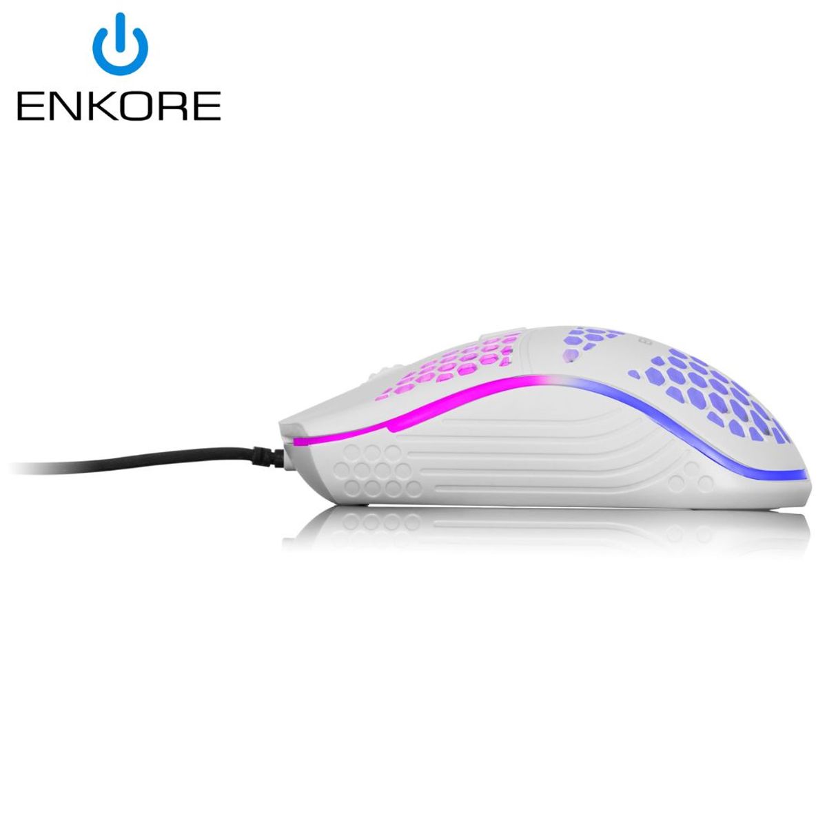 ENKORE - Mouse Gamer Geox Ekm 121 USB Luces LED RGB Blanco