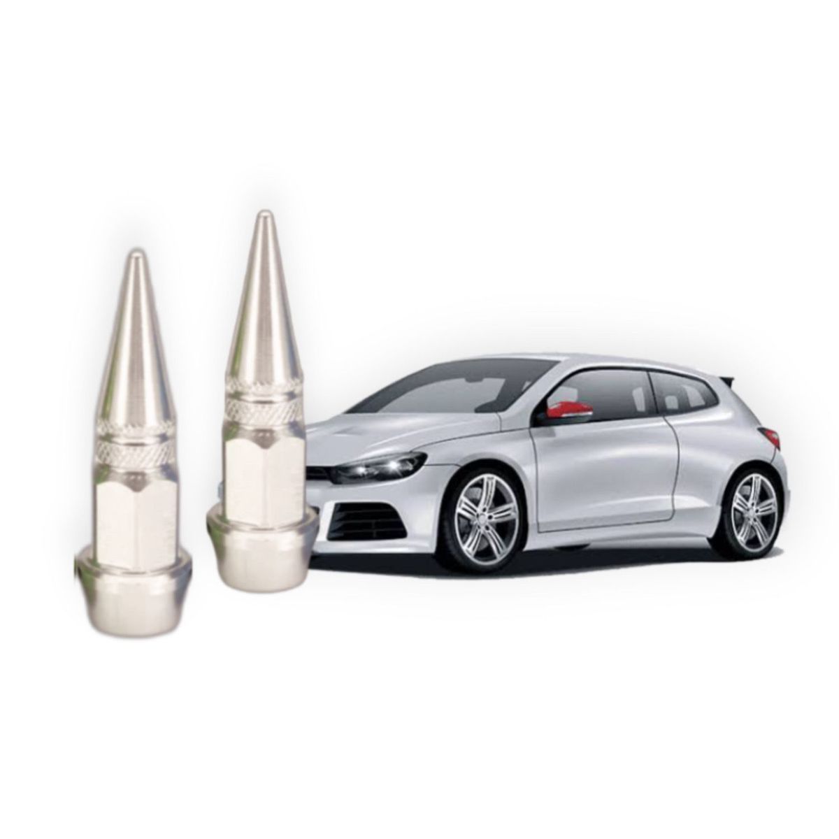 GENERICO - Tapa metalizada PUNTA para Pitón de Llanta - Plateado x2 Unds