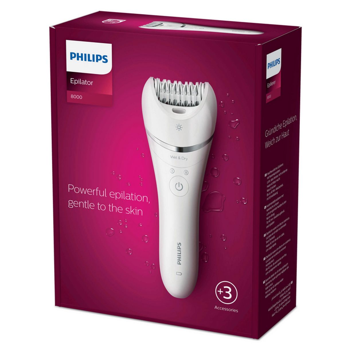 PHILIPS - Depiladora Philips Resistente al agua + 3 Accesorios BRE700.