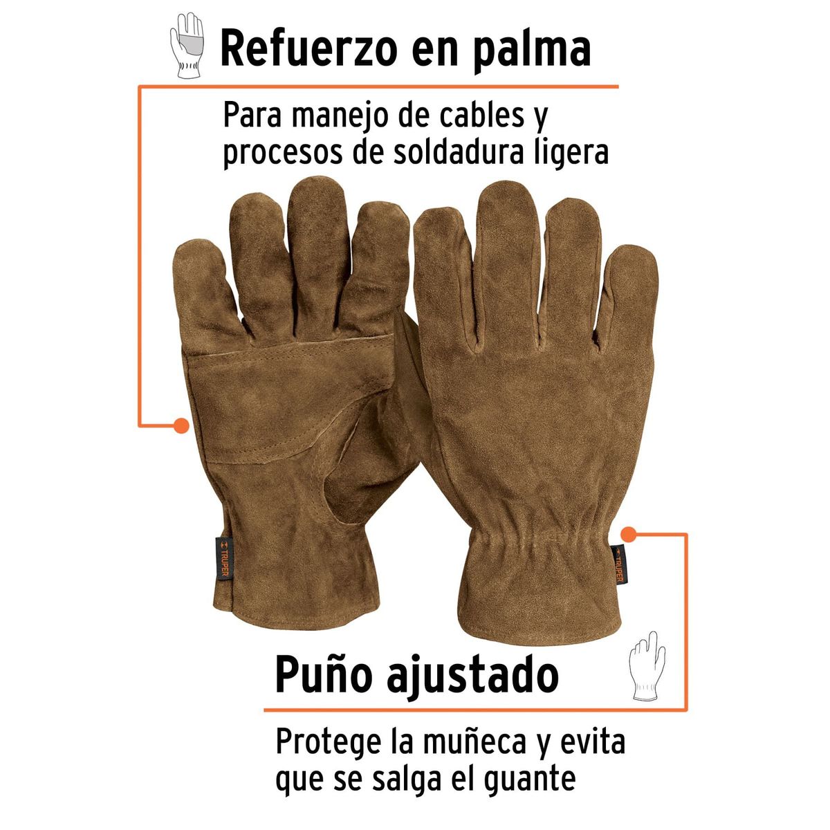 TRUPER - Guantes de carnaza premium para electricista Truper