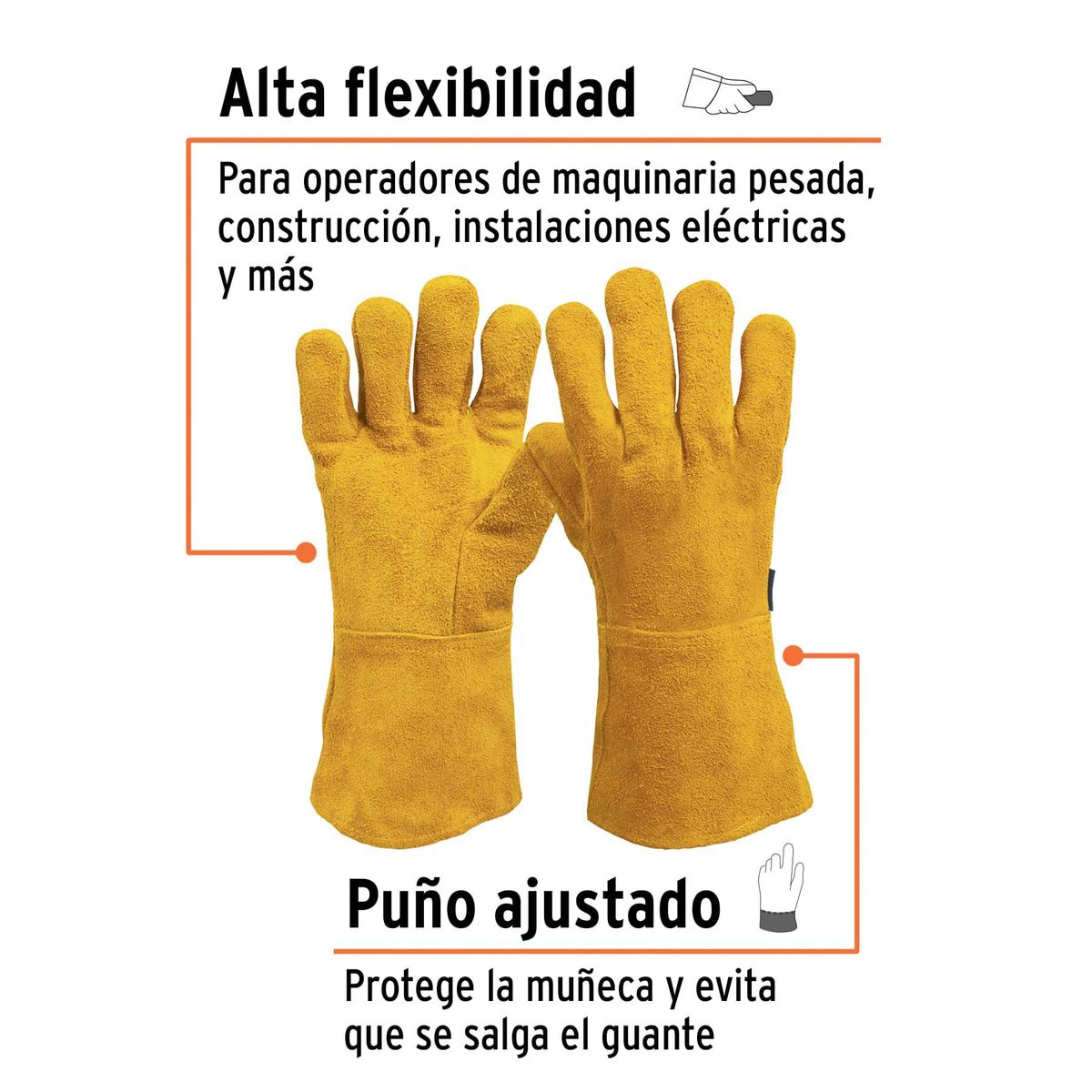 TRUPER - Guantes de carnaza largos unitalla Truper