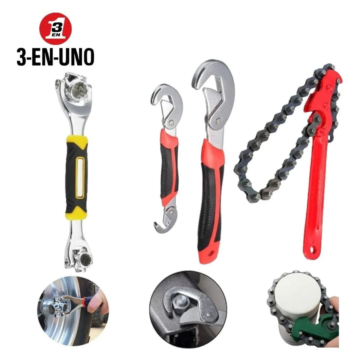 OEM - Juego de Llaves 3 en 1 Snap and Grip + Universal 48 en 1 +Llave Cadena