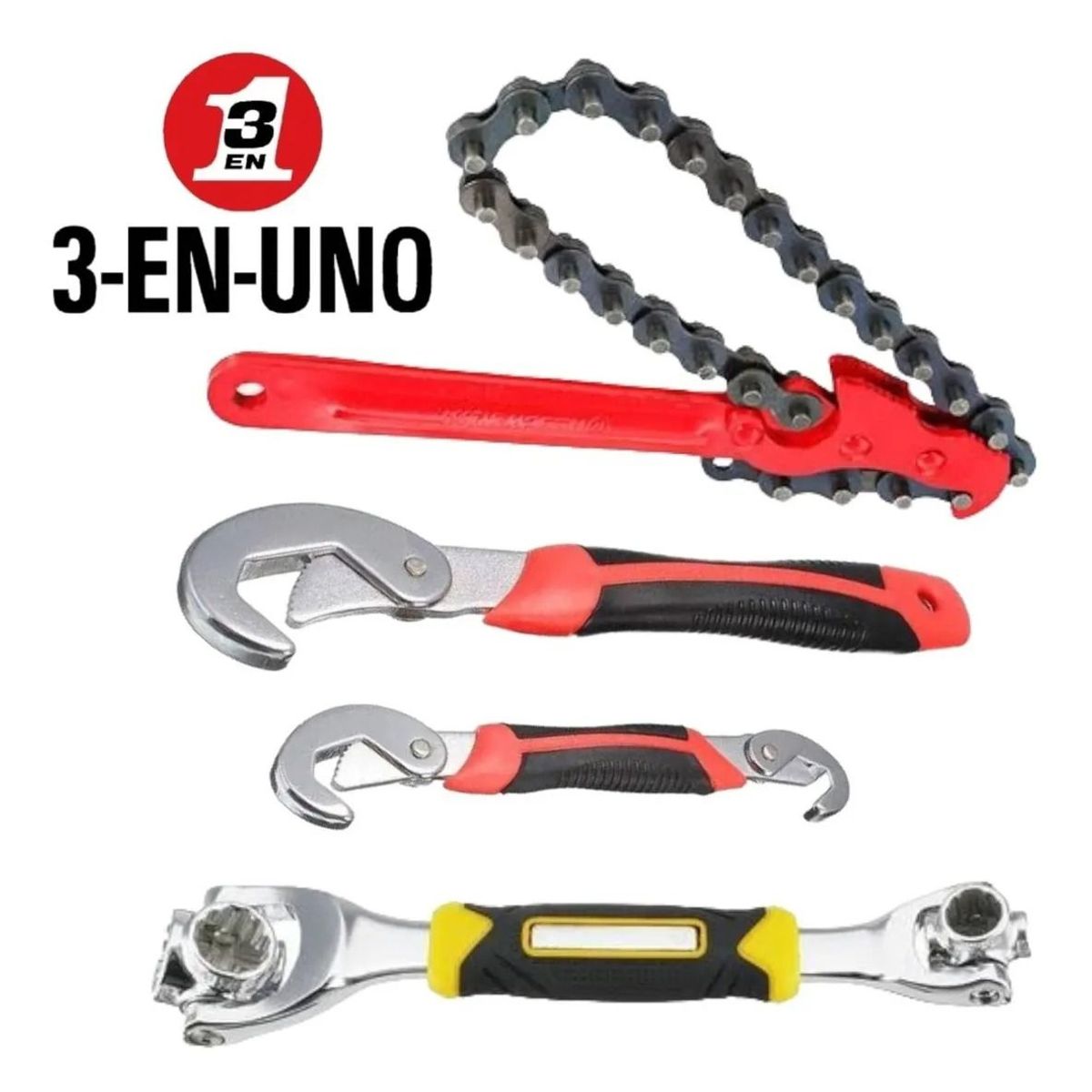 OEM - Juego de Llaves 3 en 1 Snap and Grip + Universal 48 en 1 +Llave Cadena