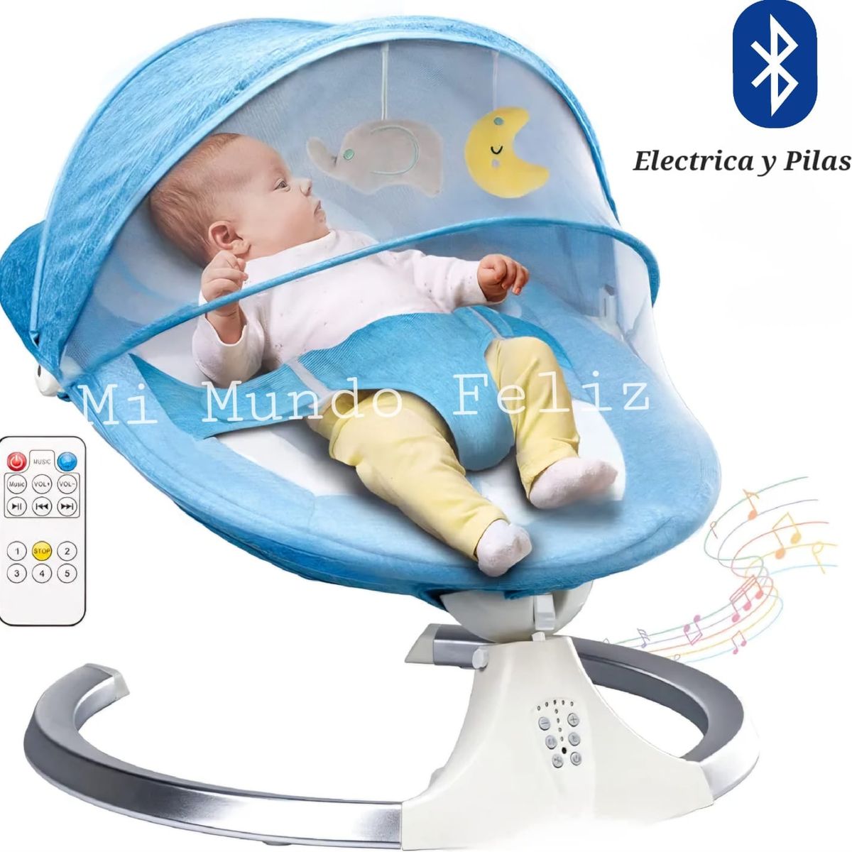 BABY - Mecedora para Bebe Swing Musical Electrica y Pilas BLue