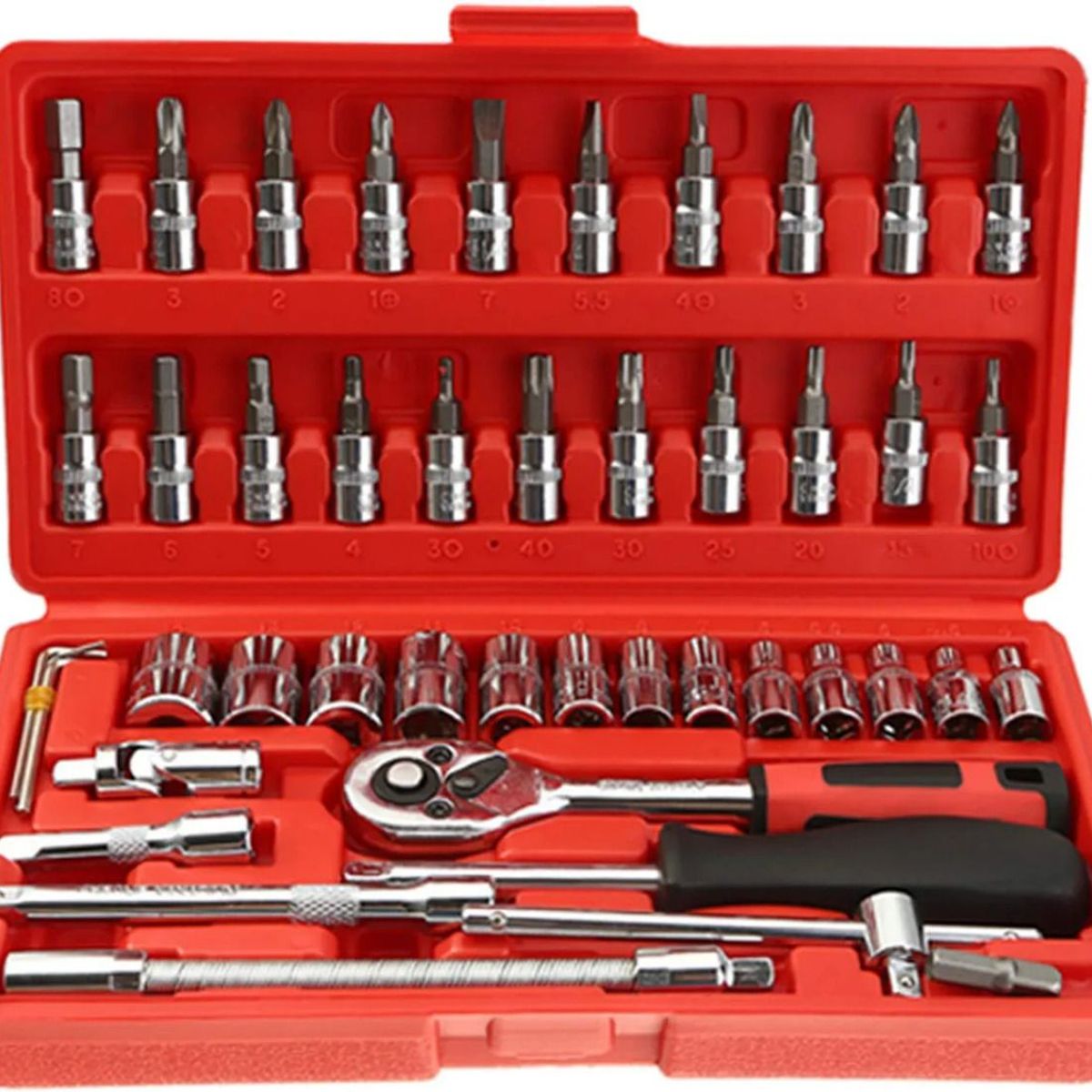 GENERICO - Juego De Dados Cubo Brocas De 1/4 Kit 46 Piezas