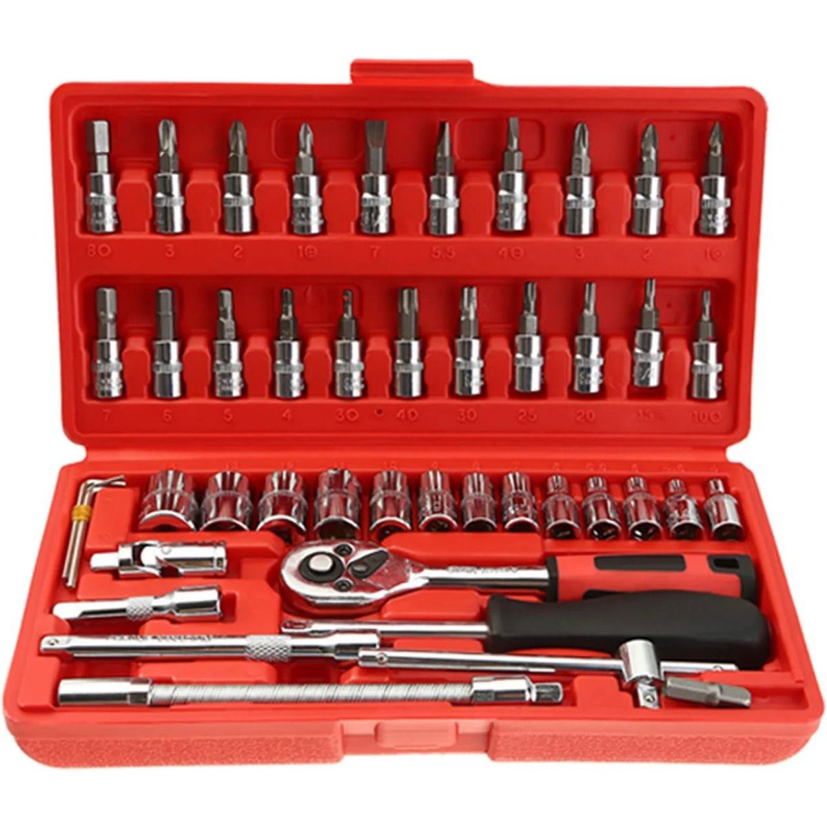 GENERICO - Juego De Dados Cubo Brocas De 1/4 Kit 46 Piezas