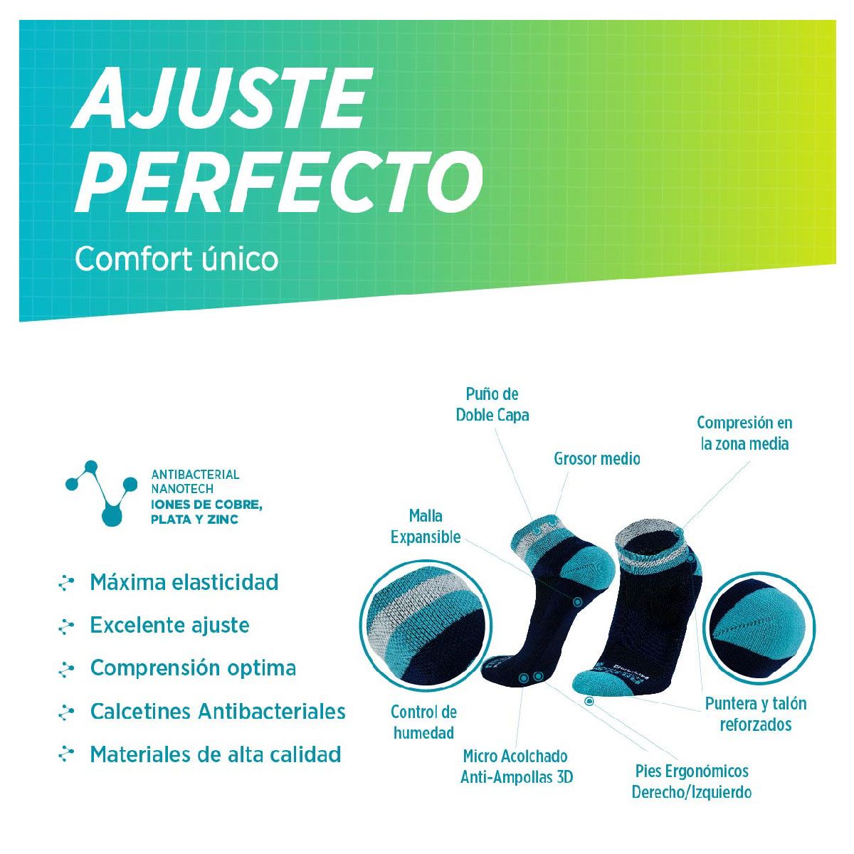 SILVERA NANOTECH - Medias Deportivas de Compresion para Hombre y Mujer, 2 Pack-GAMMA