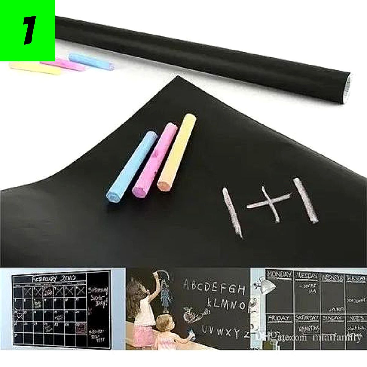 OEM - Pizarra Adhesiva Autoadhesiva Lámina Negra 200cmx45cm