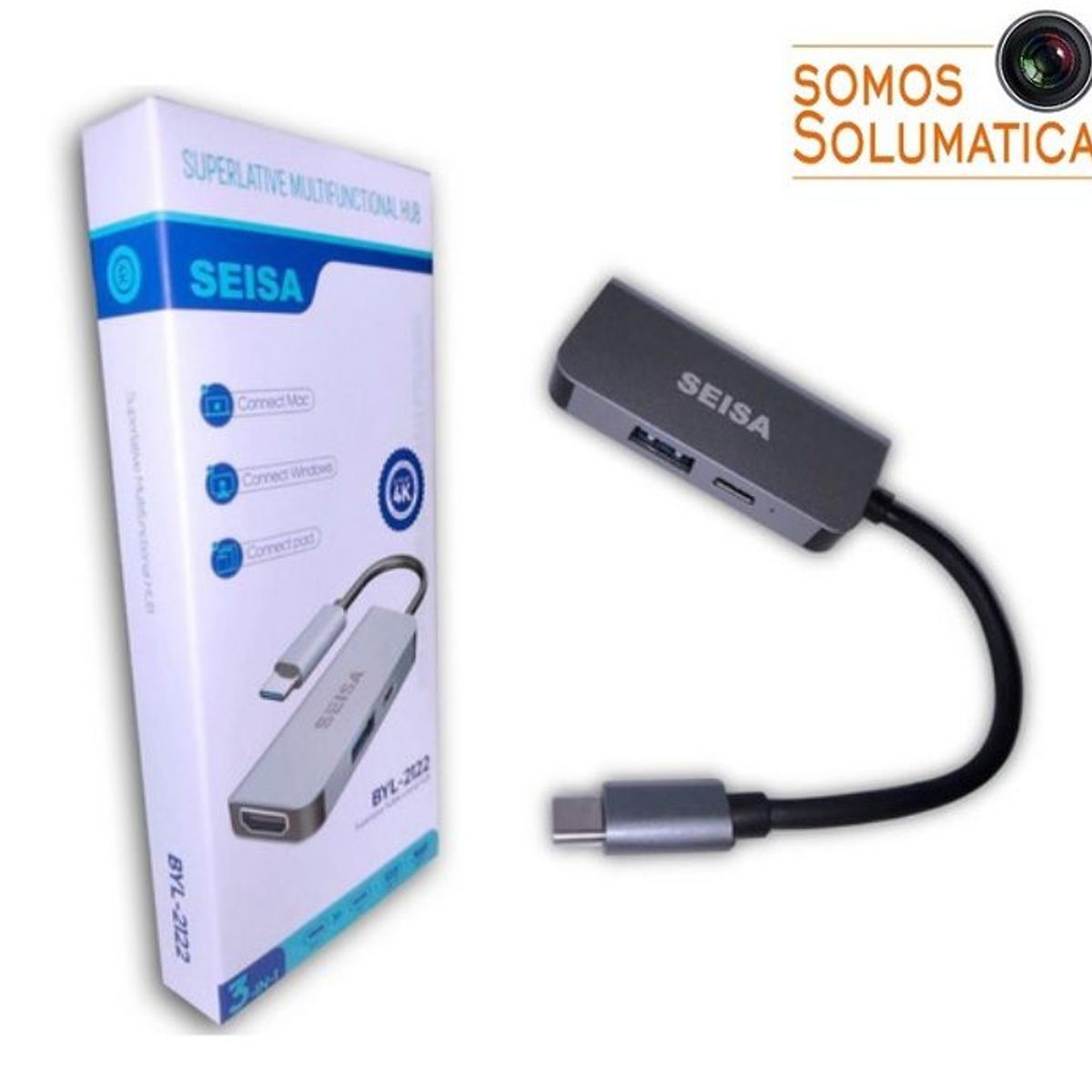SEISA - Adaptador Hub Tipo C - Para Macbook Windows Usb Y Hdmi 4k - Seisa