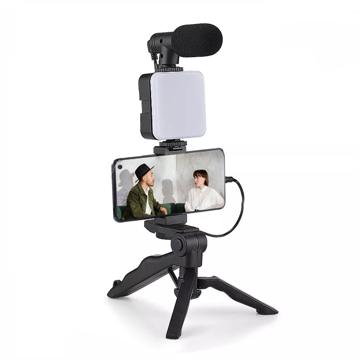 KREED - Kit Vlogging Recargable Luz LED Trípode y Micrófono - Video Making