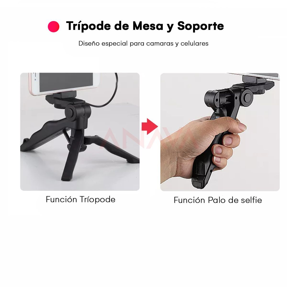 KREED - Kit Vlogging Recargable Luz LED Trípode y Micrófono - Video Making