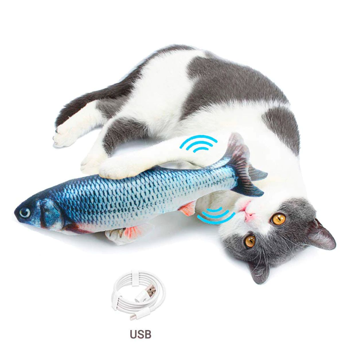 GENERICO - Juguete Pescado con Movimiento Recargable para Gatos