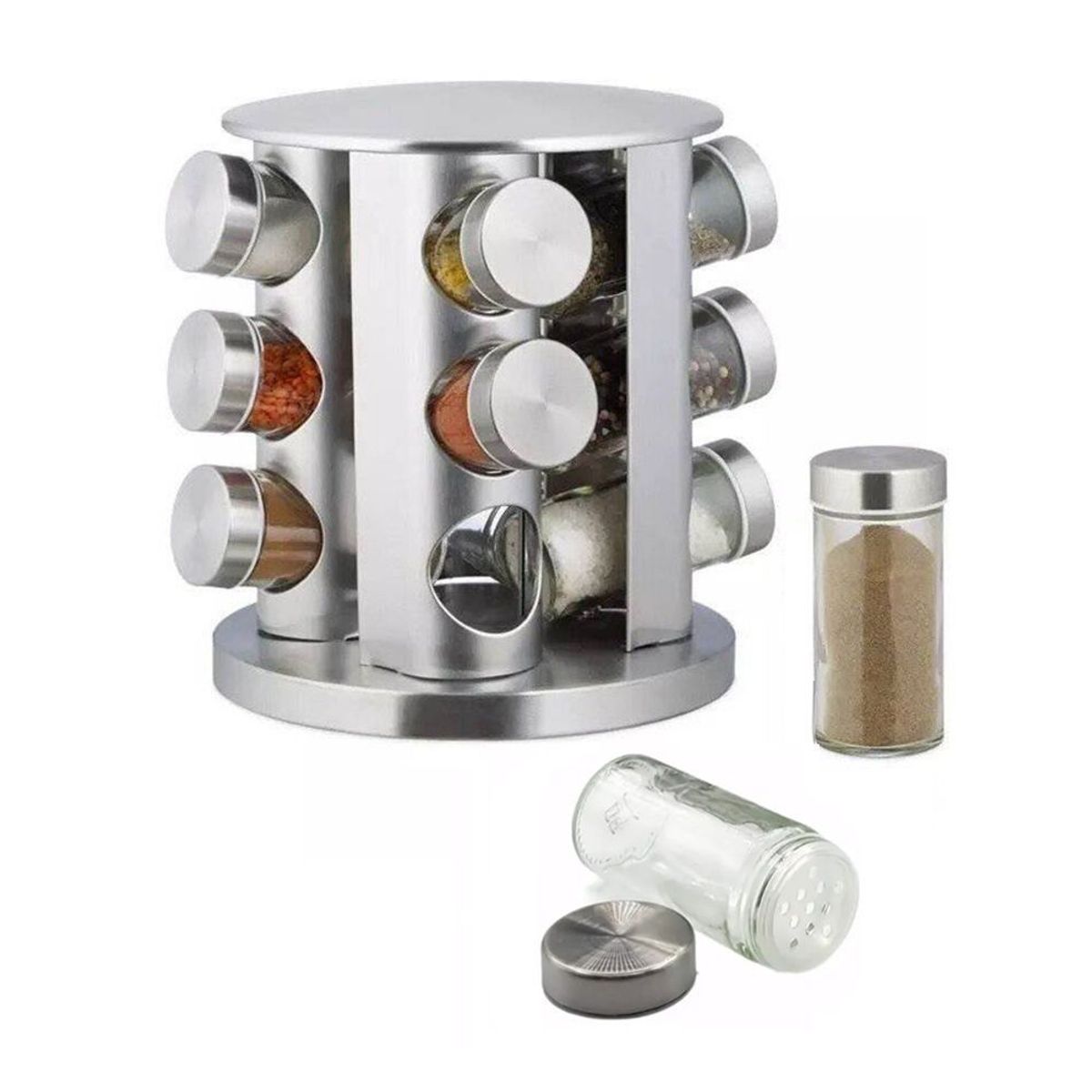 GENERICO - Set de Condimenteros 12 Frascos Con Base Giratorio