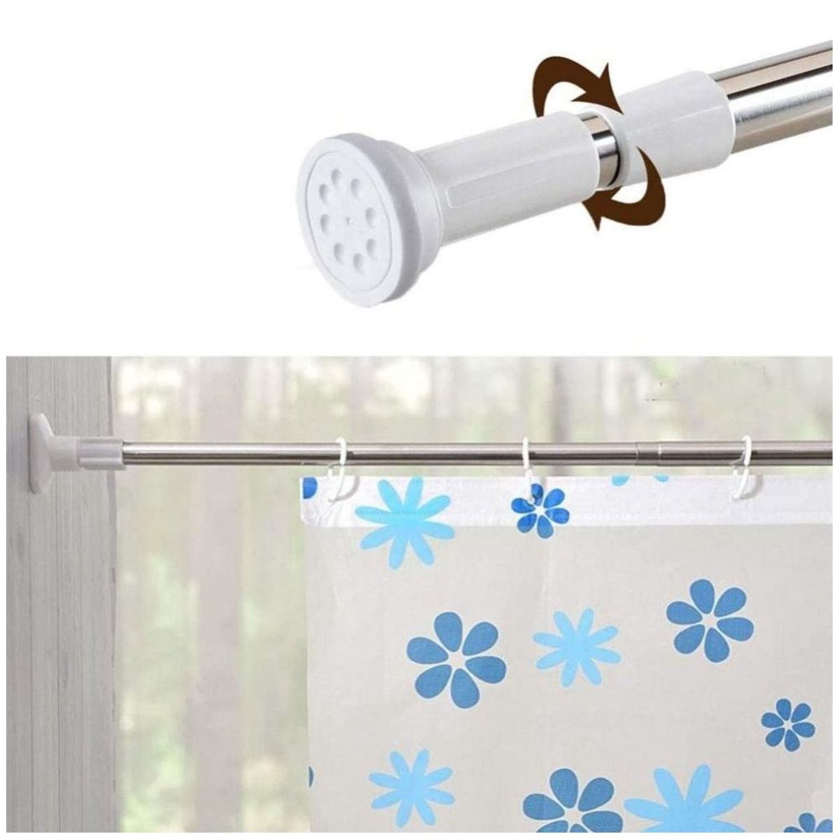MINARI - Barra Varilla de Cortina Extensible Colgador para Baño 110-200cm