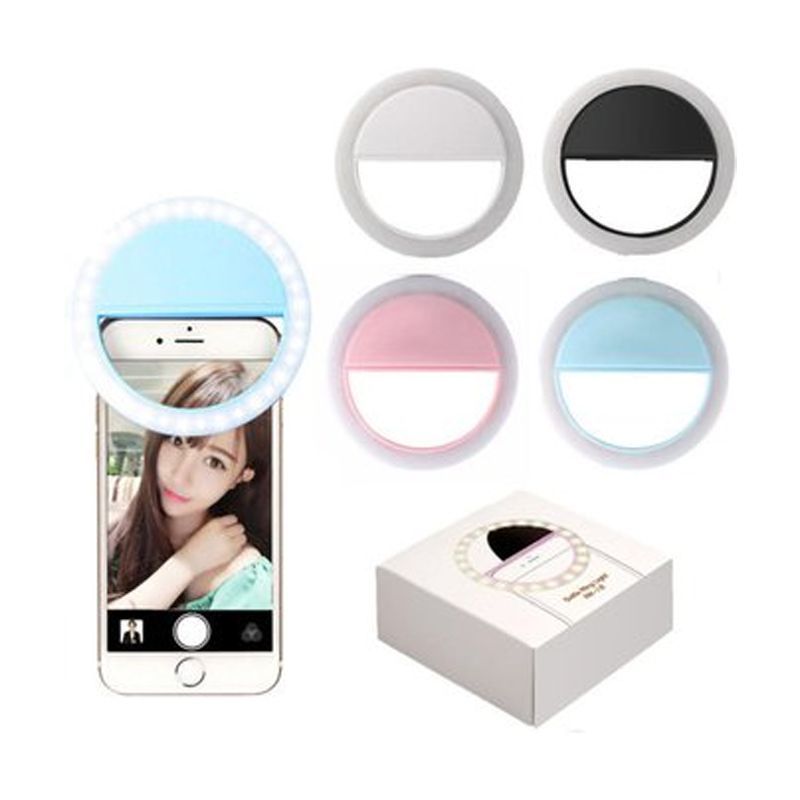 SEISA - Mini Aro Selfie Anillo Luz Led con Batería Recargable - Negro
