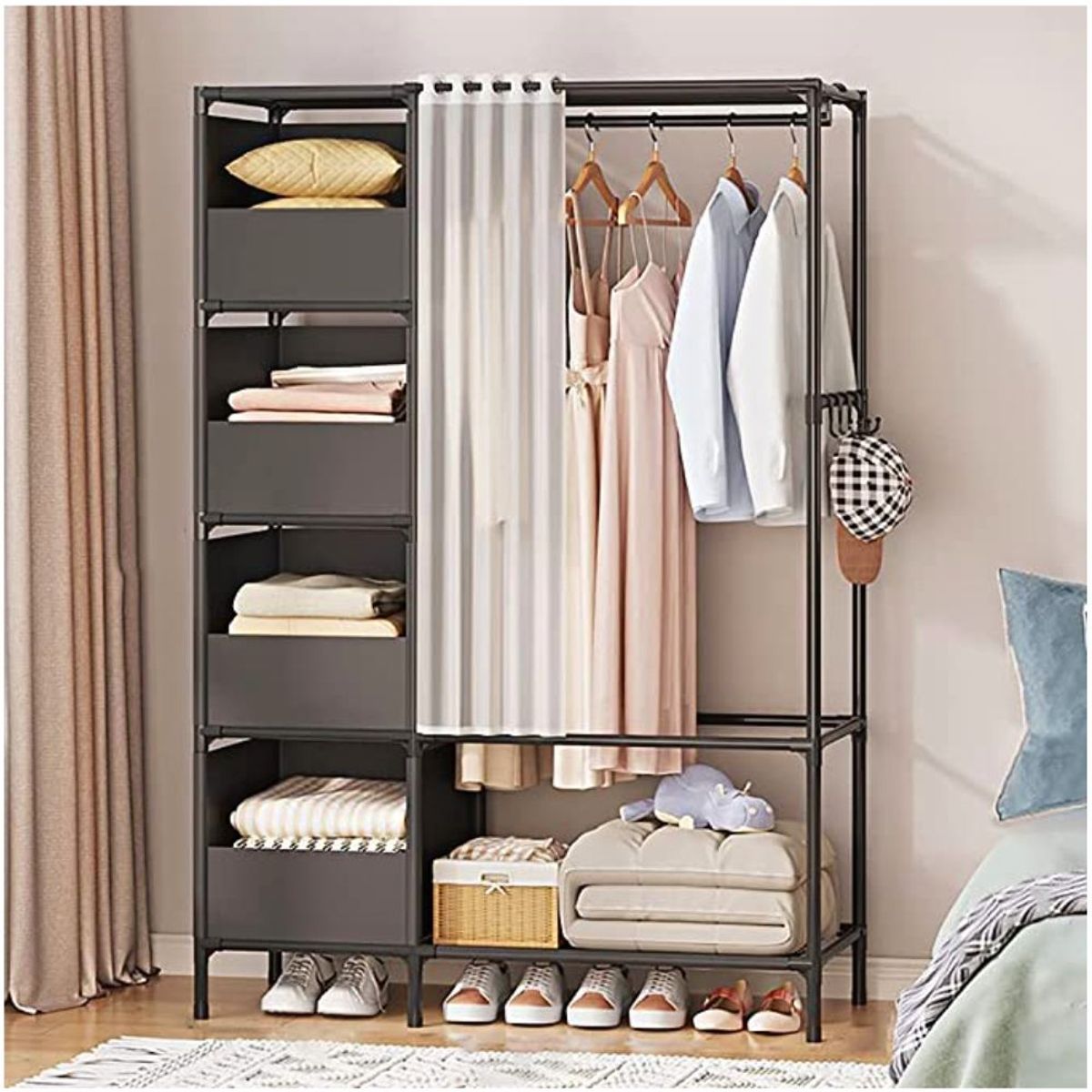 MINARI - Closet Armario Organizador Colgador de Ropa Negro 399A