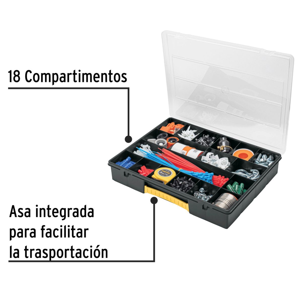 TRUPER - Organizador de herramientas tornillos 18 compartimientos Truper PRETUL