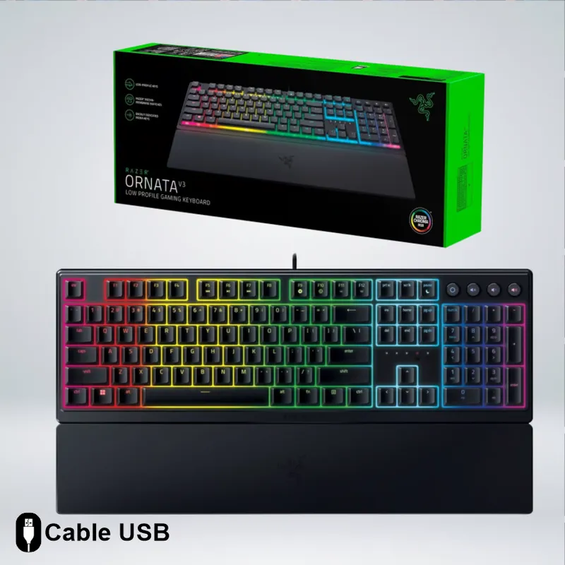 RAZER - TECLADO GAMER RAZER ORNATA V3 RGB LOW PROFILE TECLAS MULTIMEDIA