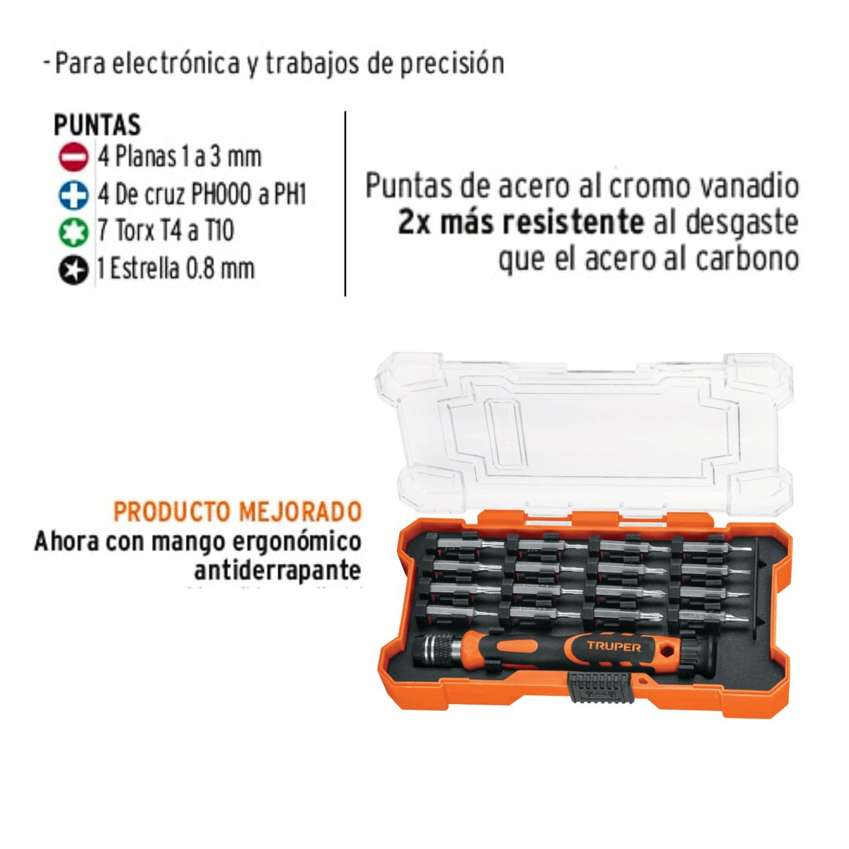 TRUPER - Juego de desarmador joyero 16 piezas desarmador de celular truper