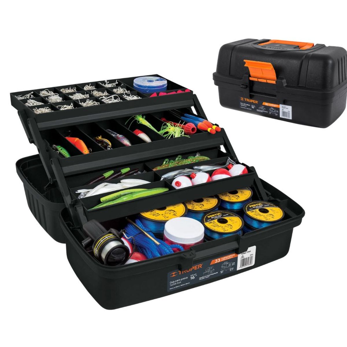 TRUPER - Caja para pesca 16" con 3 bandejas deslizables truper